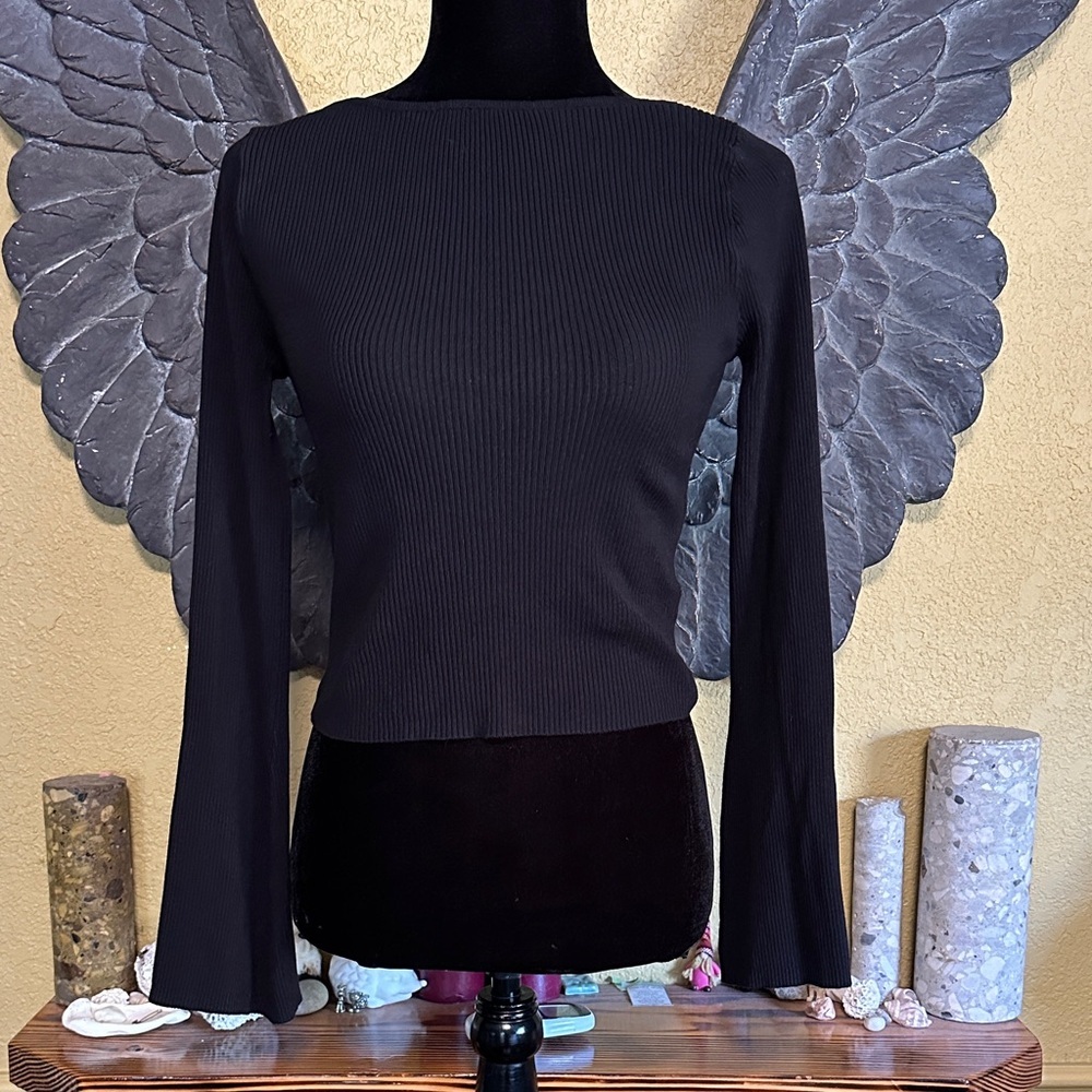 H&M Divided Black Ribbed Longsleeve Crop Top